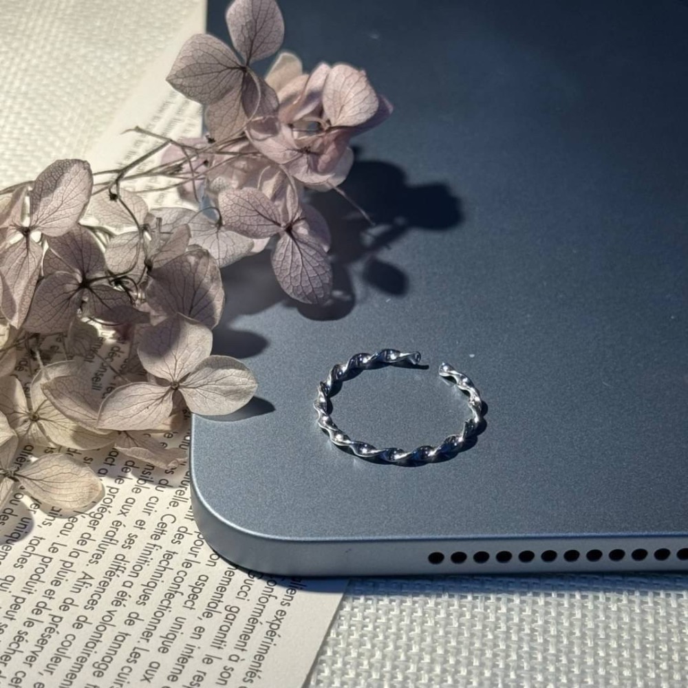 <925純銀>復古簡約細麻花戒指-細節圖3