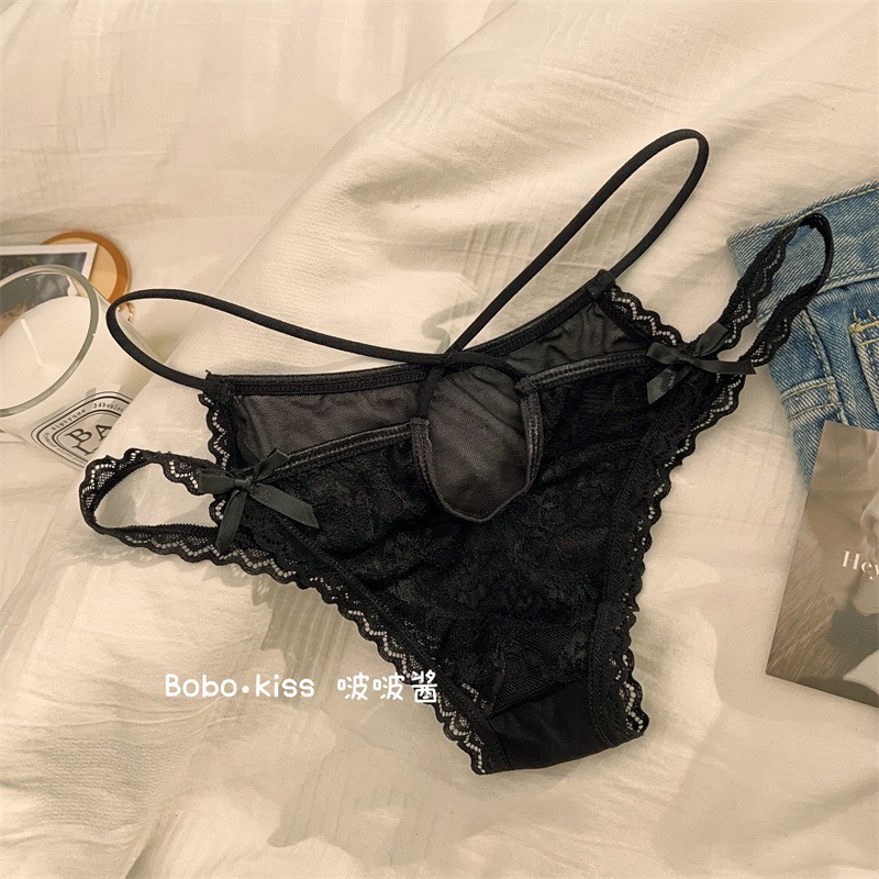 We114021性感細帶鏤空內褲女蕾絲薄款透明法式純慾少女低腰提臀-規格圖9