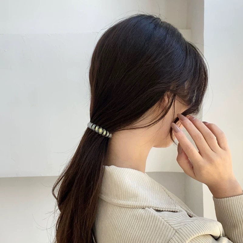 電話線髮圈 無痕髮圈 綁頭髮 韓系髮圈 橡皮筋 髮飾 髮束 磨砂霧面電話線髮圈 鐳射髮圈 人魚姬髮圈 螢光色 丸子頭-細節圖6