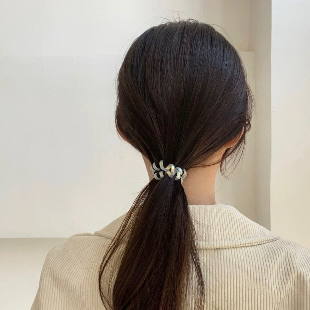 電話線髮圈 無痕髮圈 綁頭髮 韓系髮圈 橡皮筋 髮飾 髮束 磨砂霧面電話線髮圈 鐳射髮圈 人魚姬髮圈 螢光色 丸子頭-細節圖7