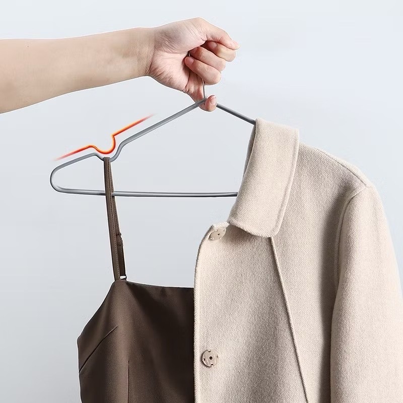 浸塑衣架 加粗加厚不鏽鋼防滑衣架 曬衣架 掛衣架 晾衣架 防滑衣架衣架 金屬衣架 成人衣架 加厚加粗衣架 曬衣架不鏽鋼-細節圖4