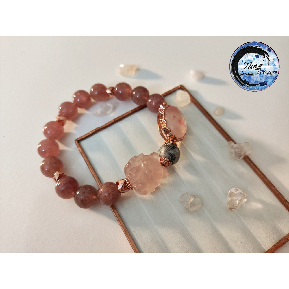 守護愛情草莓晶手鏈設計款-細節圖2