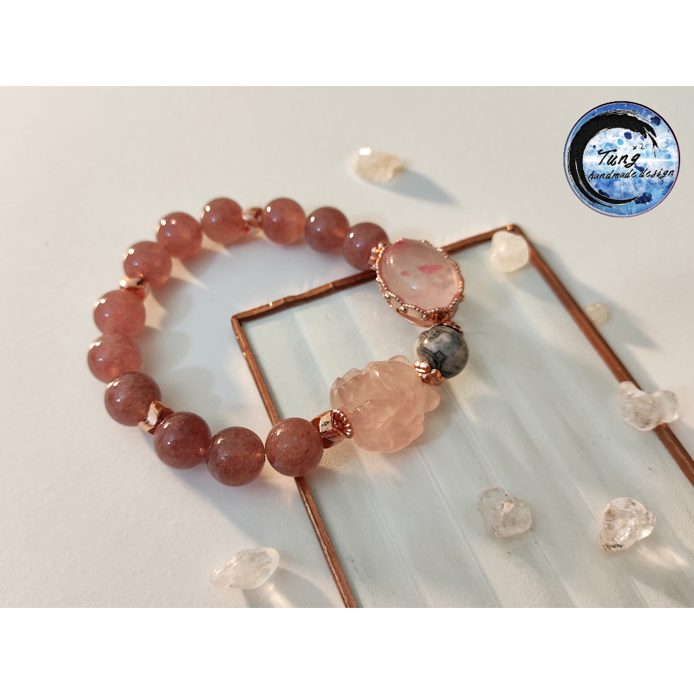 守護愛情草莓晶手鏈設計款-細節圖4