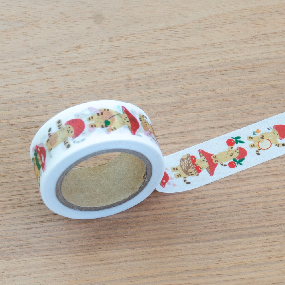 ⎪厭世文具⎪ 日本 知名插畫 4legs 蘑菇貓紙膠帶-細節圖4