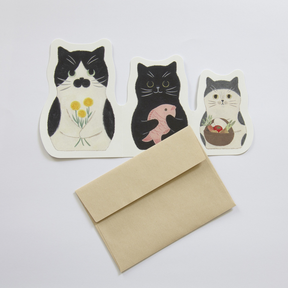 ⎪厭世文具⎪日本知名插畫 4legs 3隻貓咪萬用卡 生日卡 邀請卡-細節圖5