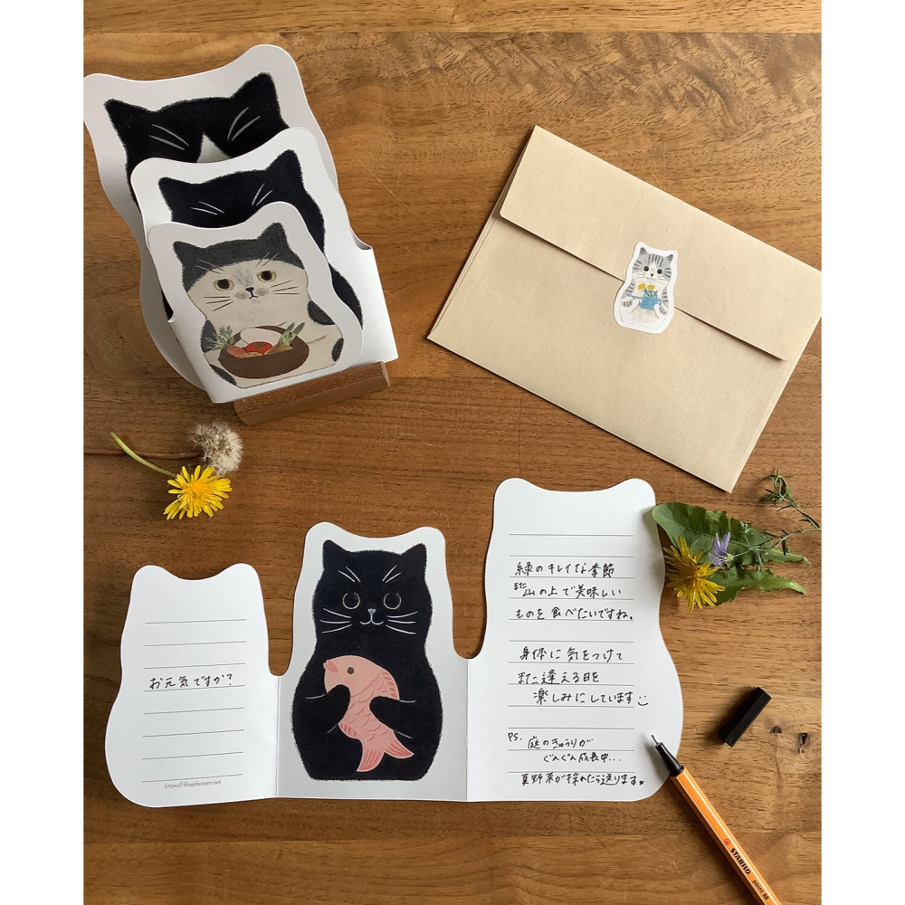 ⎪厭世文具⎪日本知名插畫 4legs 3隻貓咪萬用卡 生日卡 邀請卡-細節圖6