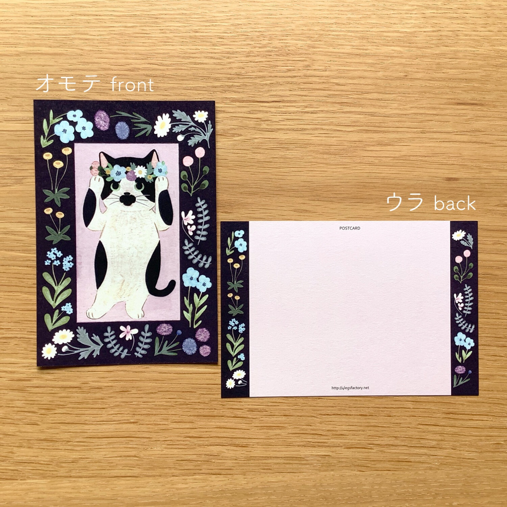 ⎪厭世文具⎪日本知名插畫 4legs 花圈公牛貓明信片-細節圖2
