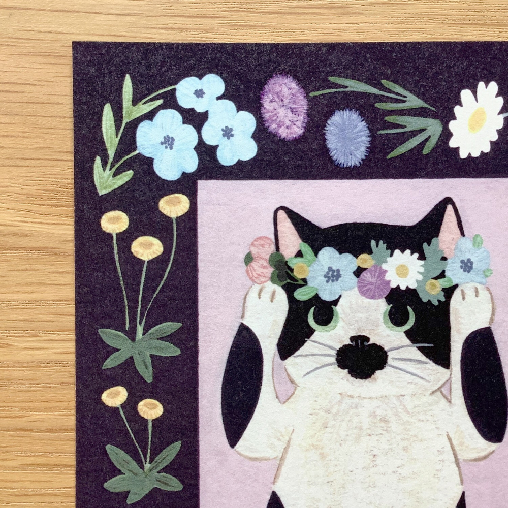 ⎪厭世文具⎪日本知名插畫 4legs 花圈公牛貓明信片-細節圖3