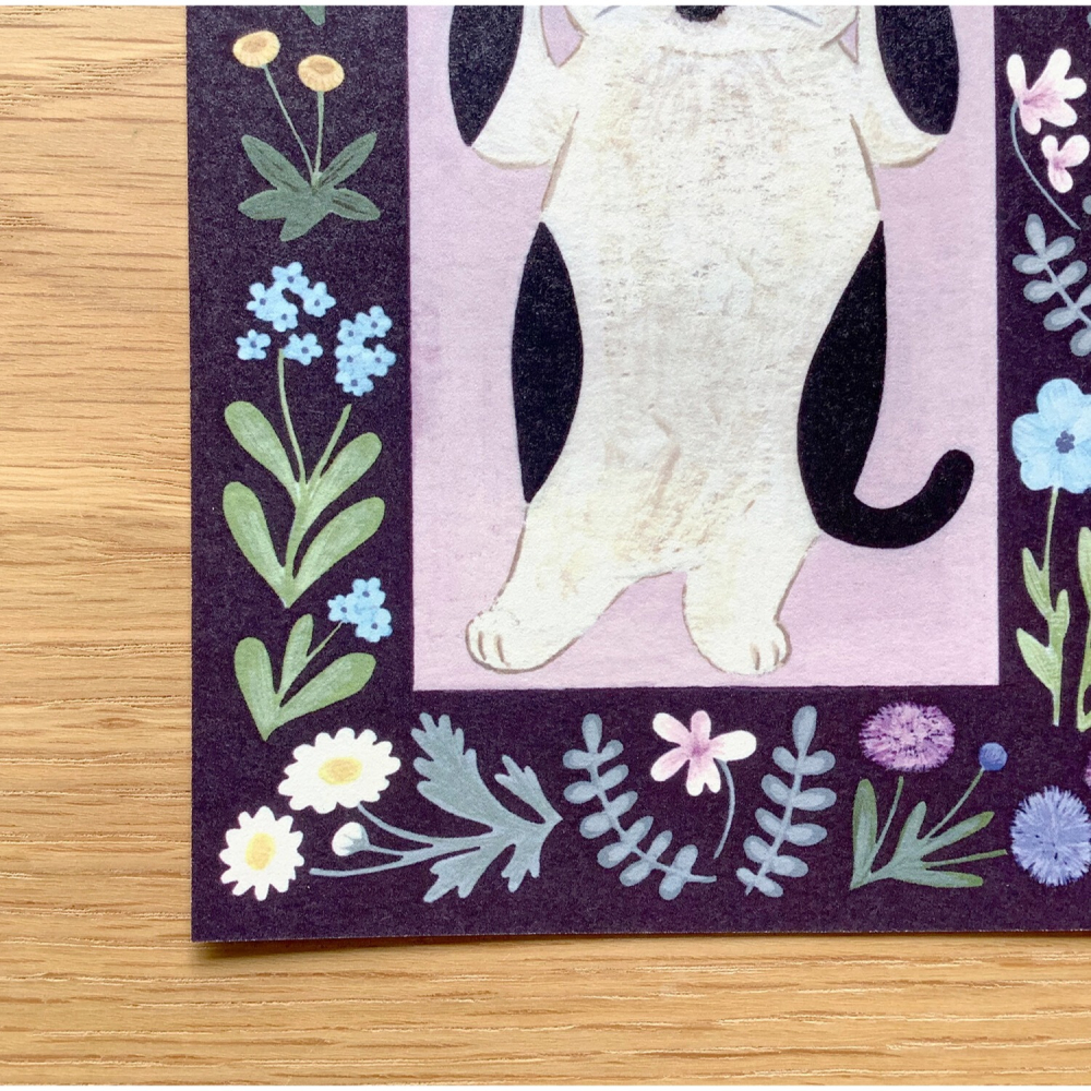 ⎪厭世文具⎪日本知名插畫 4legs 花圈公牛貓明信片-細節圖4