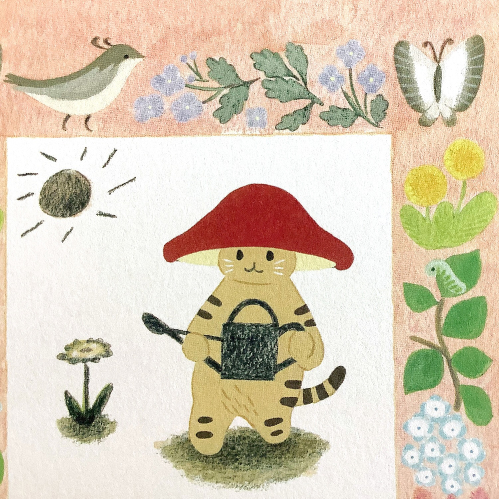 ⎪厭世文具⎪日本知名插畫 4legs 春天的蘑菇貓明信片-細節圖3