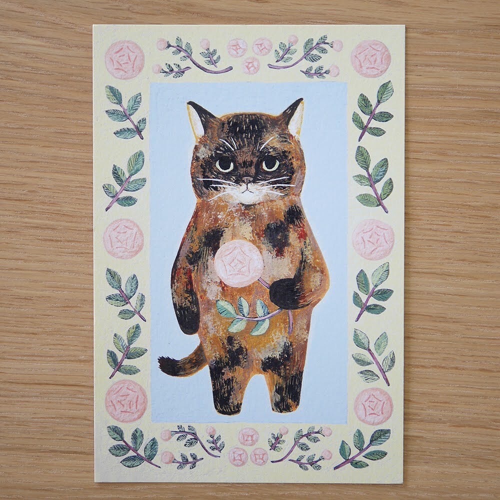 ⎪厭世文具⎪日本知名插畫 4legs 玳瑁貓 明信片-細節圖5