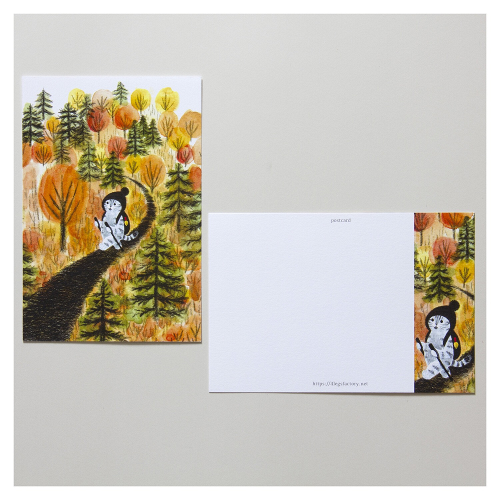 ⎪厭世文具⎪日本知名插畫 4legs 秋天相聚時刻明信片-細節圖2