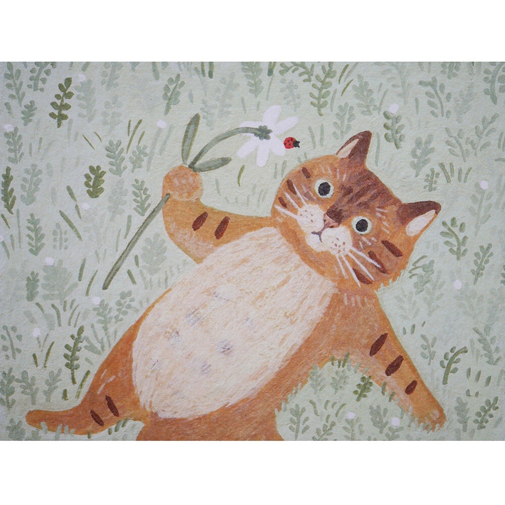 ⎪厭世文具⎪日本知名插畫 4legs 草原上的貓明信片-細節圖2