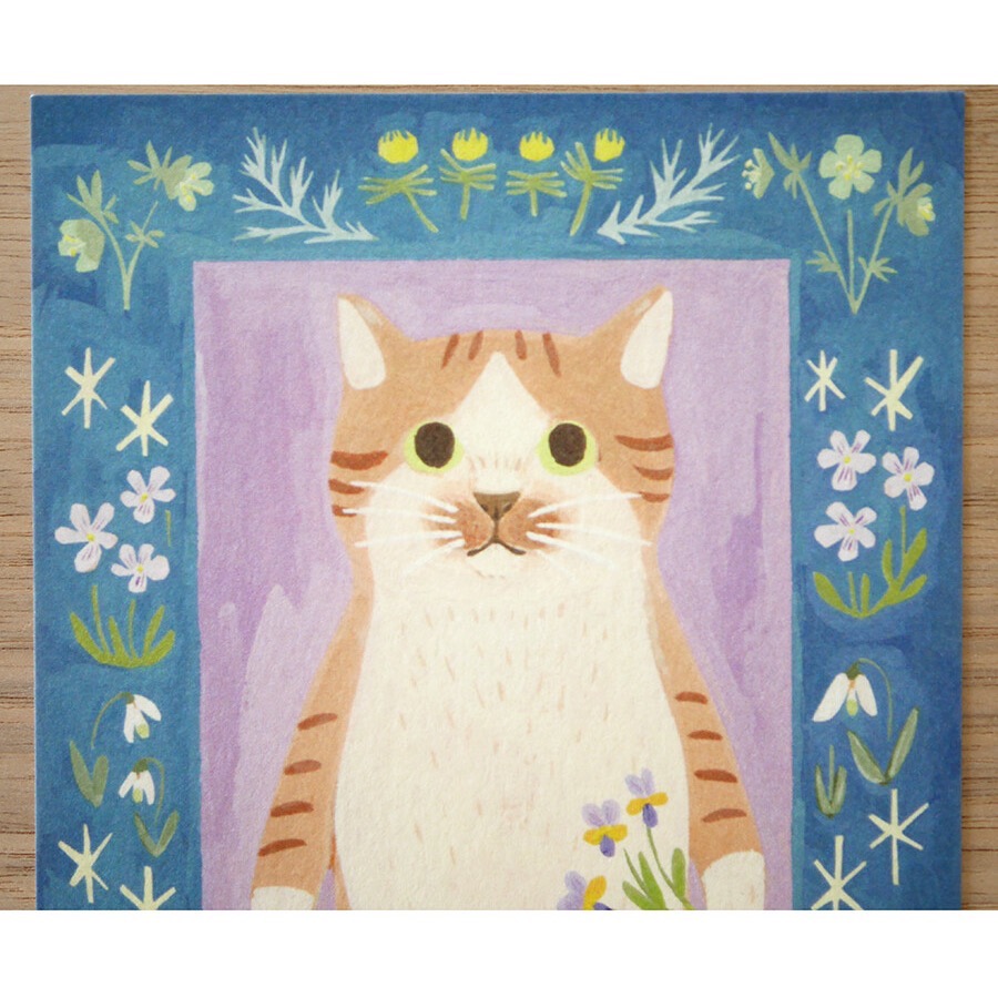 ⎪厭世文具⎪日本知名插畫 4legs 棕白色襪子貓明信片-細節圖2