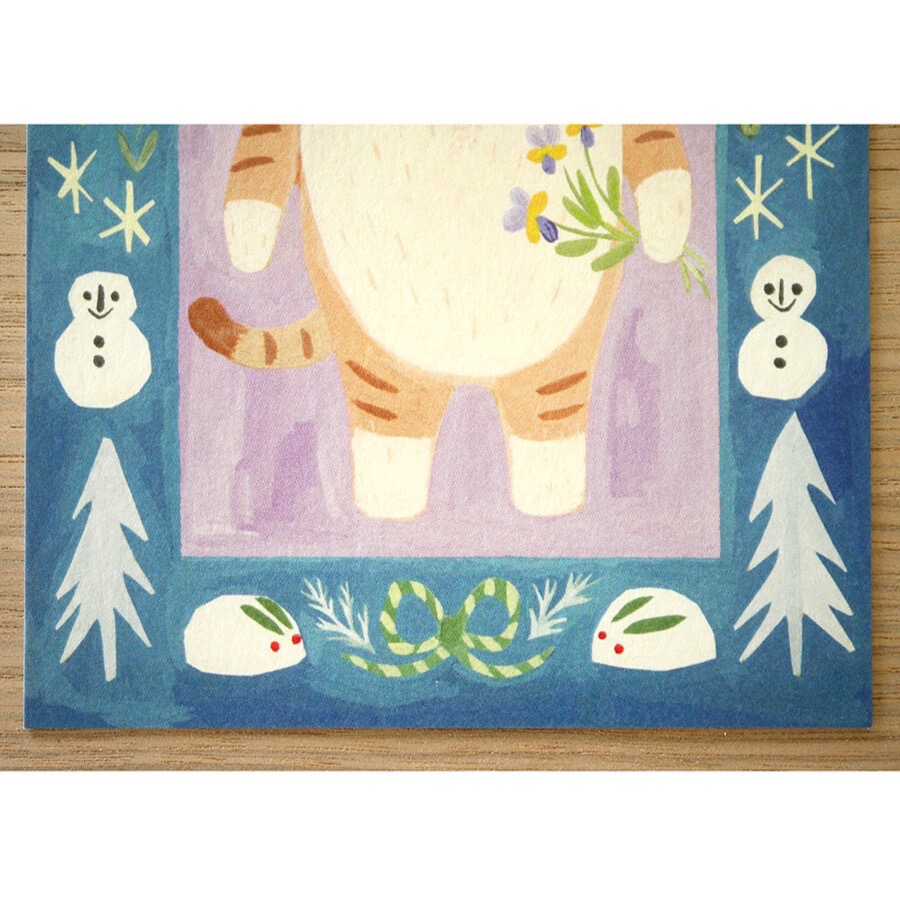 ⎪厭世文具⎪日本知名插畫 4legs 棕白色襪子貓明信片-細節圖3