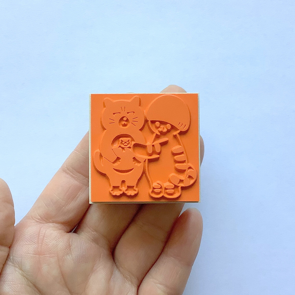 ⎪厭世文具⎪日本知名插畫 4legs 蘑菇貓與黑貓 印章-細節圖4