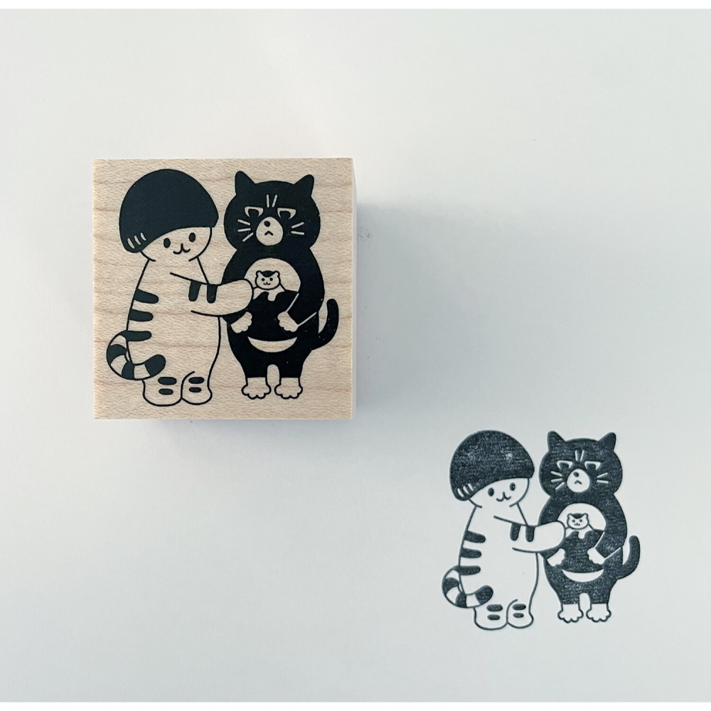 ⎪厭世文具⎪日本知名插畫 4legs 蘑菇貓與黑貓 印章-細節圖5