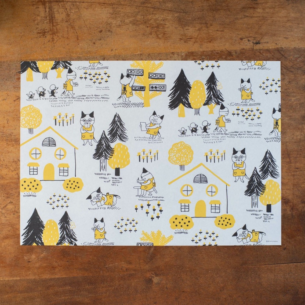 ⎪厭世文具⎪日本 手紙社- 柴田啟子  戴眼鏡的貓 包裝紙 3張一包-細節圖7