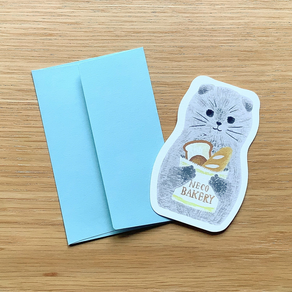 ⎪厭世文具⎪日本知名插畫家 4legs  蘇格蘭灰貓 迷你卡片 (麵包)-細節圖2