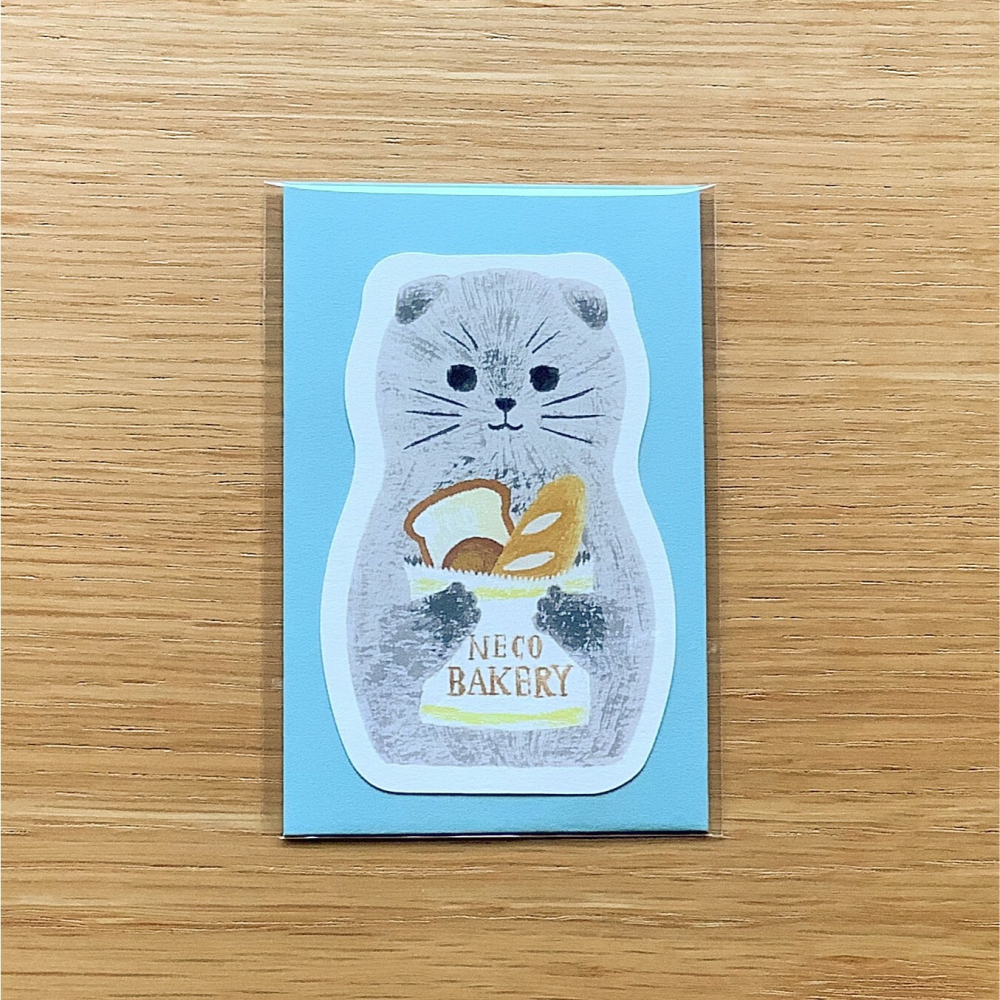 ⎪厭世文具⎪日本知名插畫家 4legs  蘇格蘭灰貓 迷你卡片 (麵包)-細節圖3