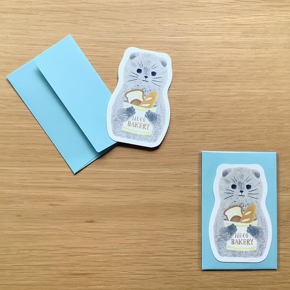 ⎪厭世文具⎪日本知名插畫家 4legs  蘇格蘭灰貓 迷你卡片 (麵包)-細節圖4