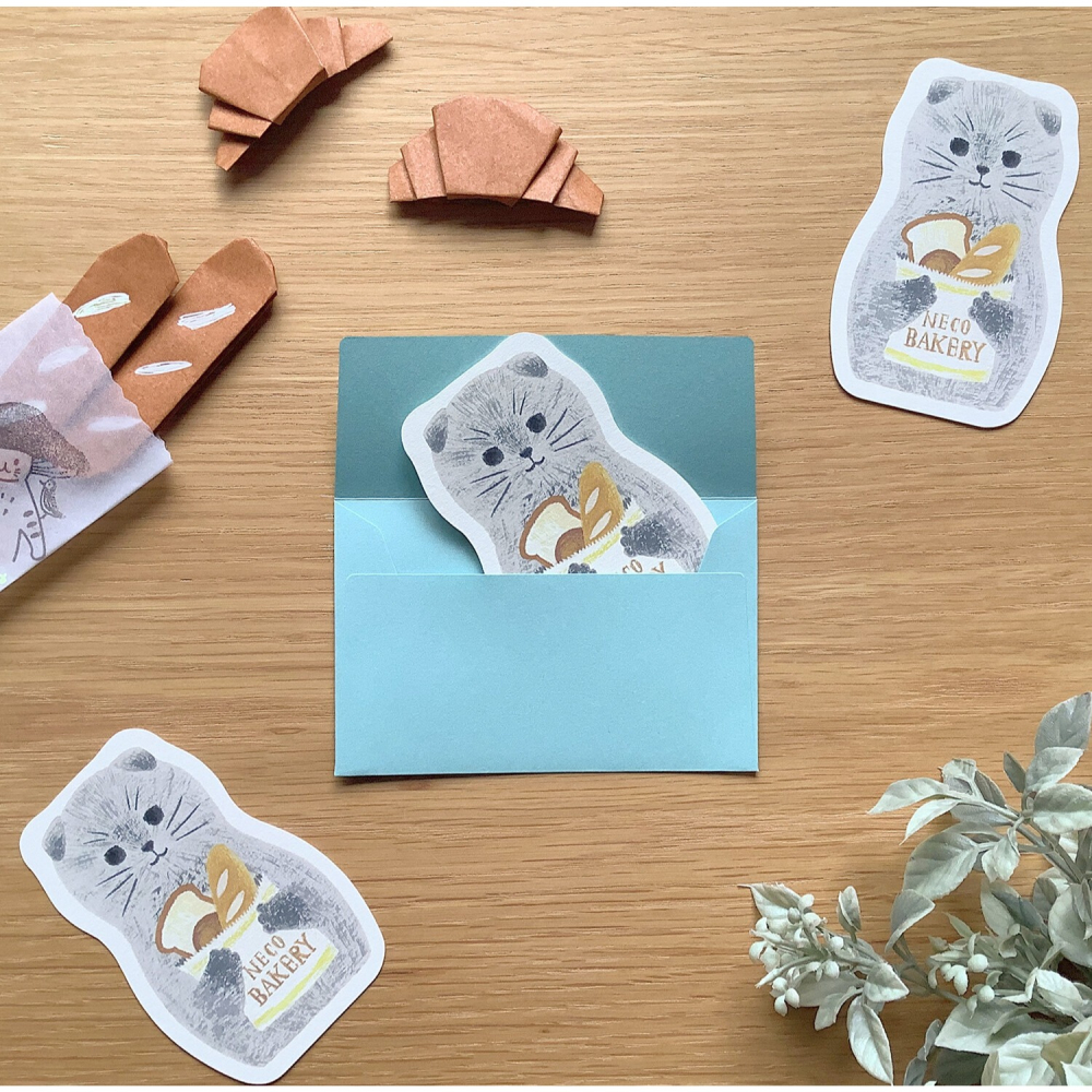 ⎪厭世文具⎪日本知名插畫家 4legs  蘇格蘭灰貓 迷你卡片 (麵包)-細節圖5