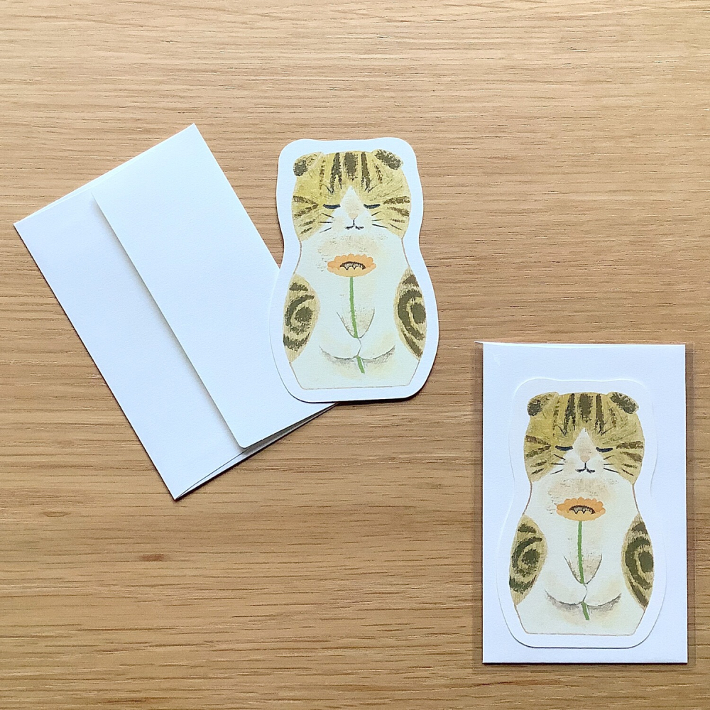 ⎪厭世文具⎪日本知名插畫 4legs 蘇格蘭貓 迷你卡片 (非洲菊)-細節圖2