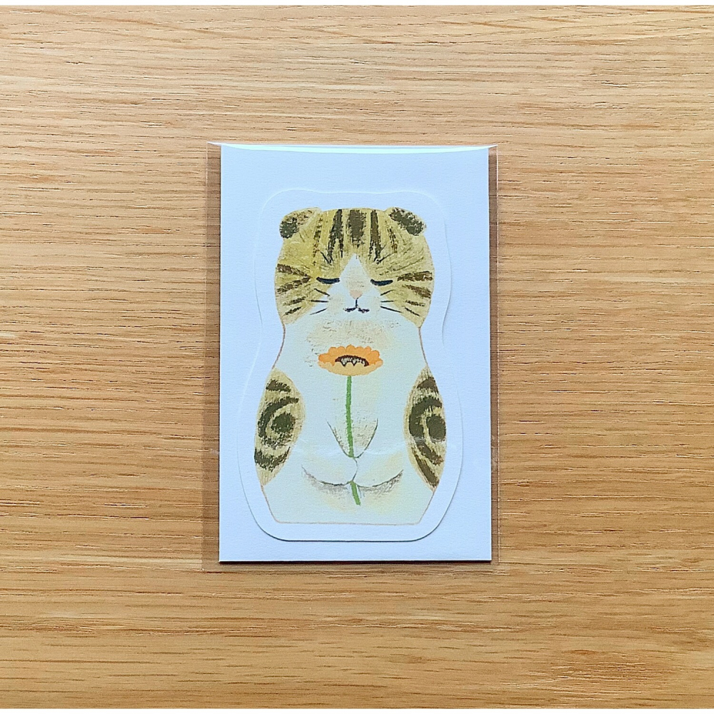 ⎪厭世文具⎪日本知名插畫 4legs 蘇格蘭貓 迷你卡片 (非洲菊)-細節圖3