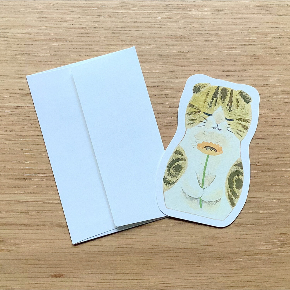 ⎪厭世文具⎪日本知名插畫 4legs 蘇格蘭貓 迷你卡片 (非洲菊)-細節圖4