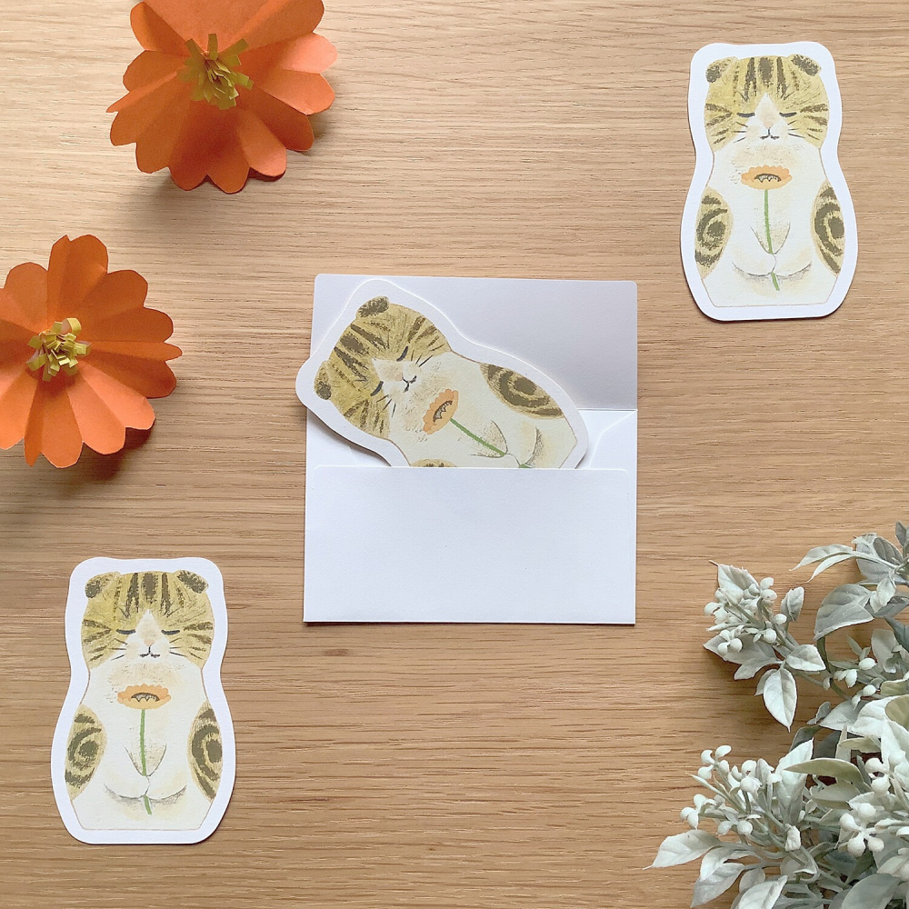 ⎪厭世文具⎪日本知名插畫 4legs 蘇格蘭貓 迷你卡片 (非洲菊)-細節圖5