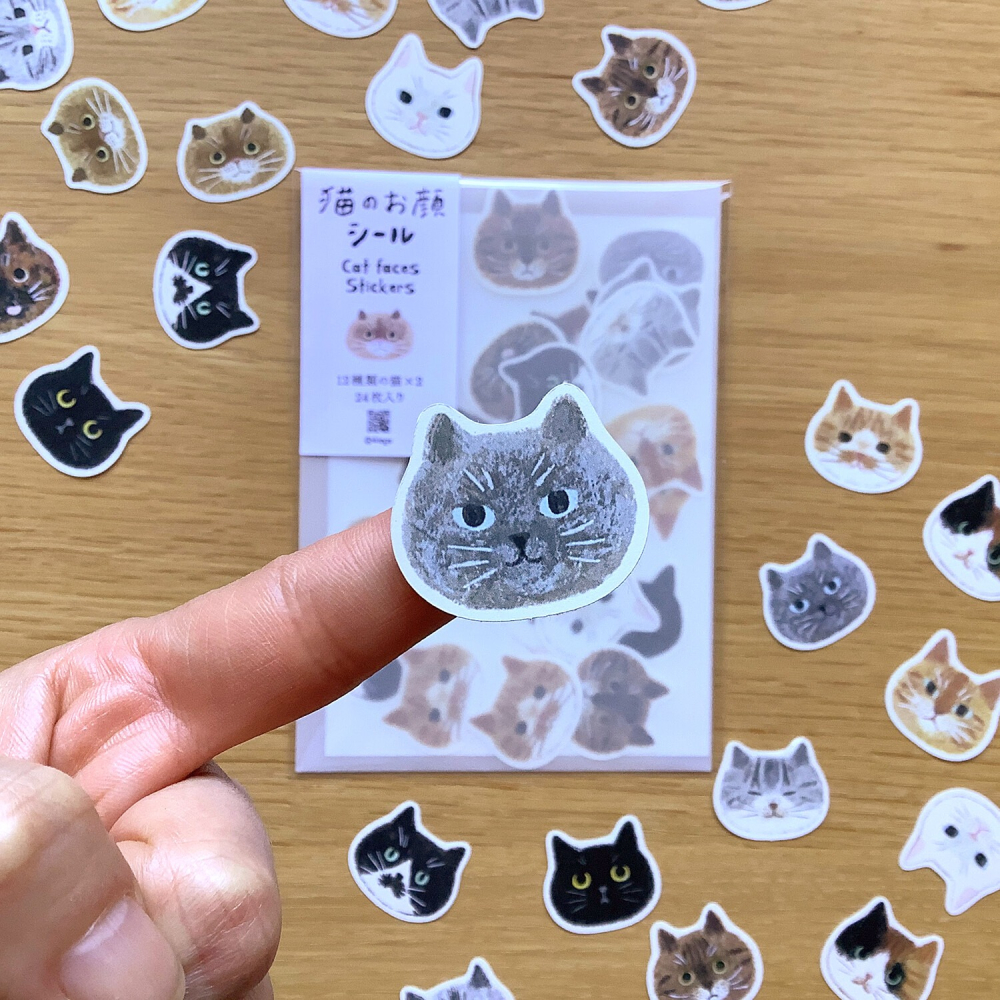 ⎪厭世文具⎪日本知名插畫家 4legs 貓臉貼紙(附贈一張明信片)-細節圖5