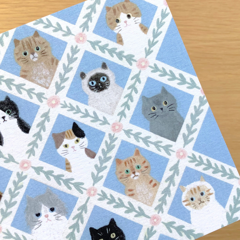 ⎪厭世文具⎪日本知名插畫家 4legs 貓的臉明信片-細節圖2