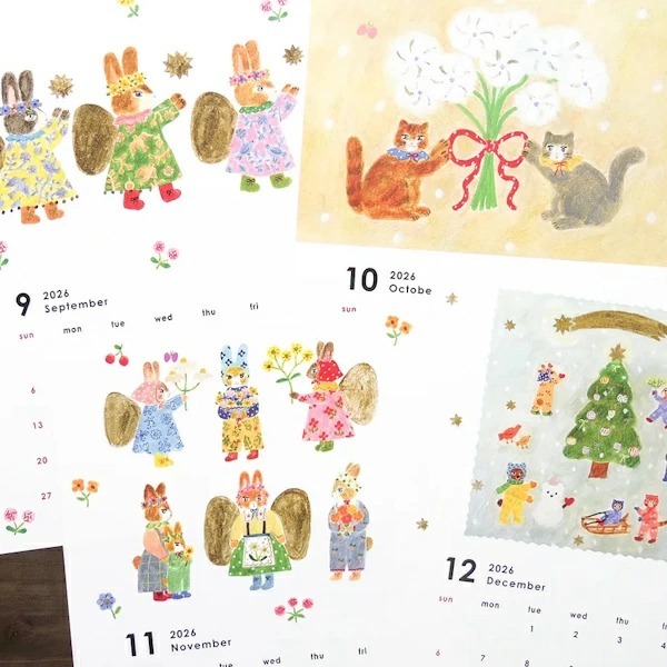 ⎪厭世文具⎪2026 表現社 插畫家聯名 A4月曆卡 - Aiko Fukawa 布川愛子-細節圖3