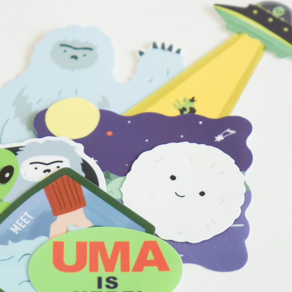⎪厭世文具⎪日本 Greeting Life 防水貼紙 ＵＭＡ 不明生物 外星人?!!!!!-細節圖4