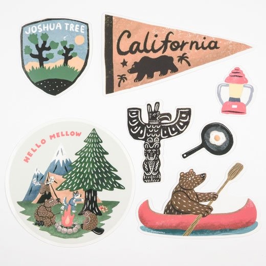 ⎪厭世文具⎪日本 OKATAOKA 日本 露營熊 防水大貼紙 露營（7張入）-細節圖2