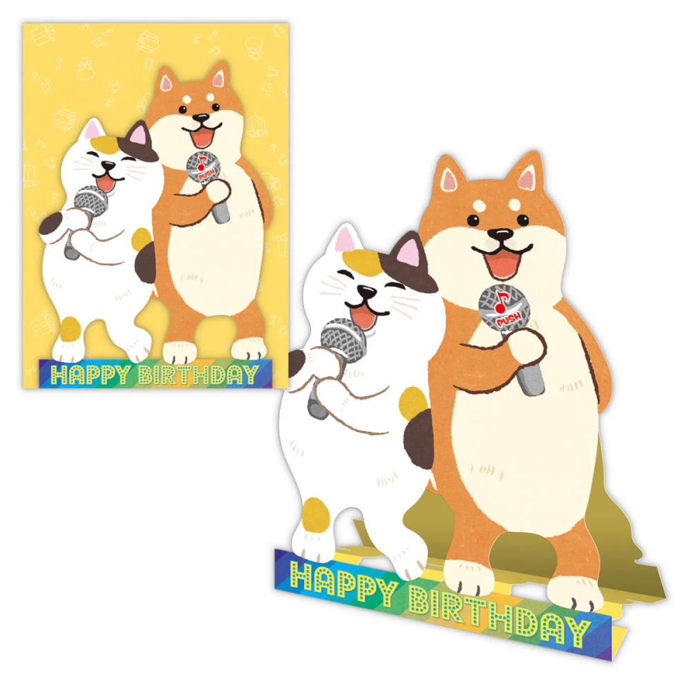 ⎪厭世文具⎪日本 Hallmark  犬貓流行歌曲二重唱生日慶祝音樂盒卡片-細節圖3