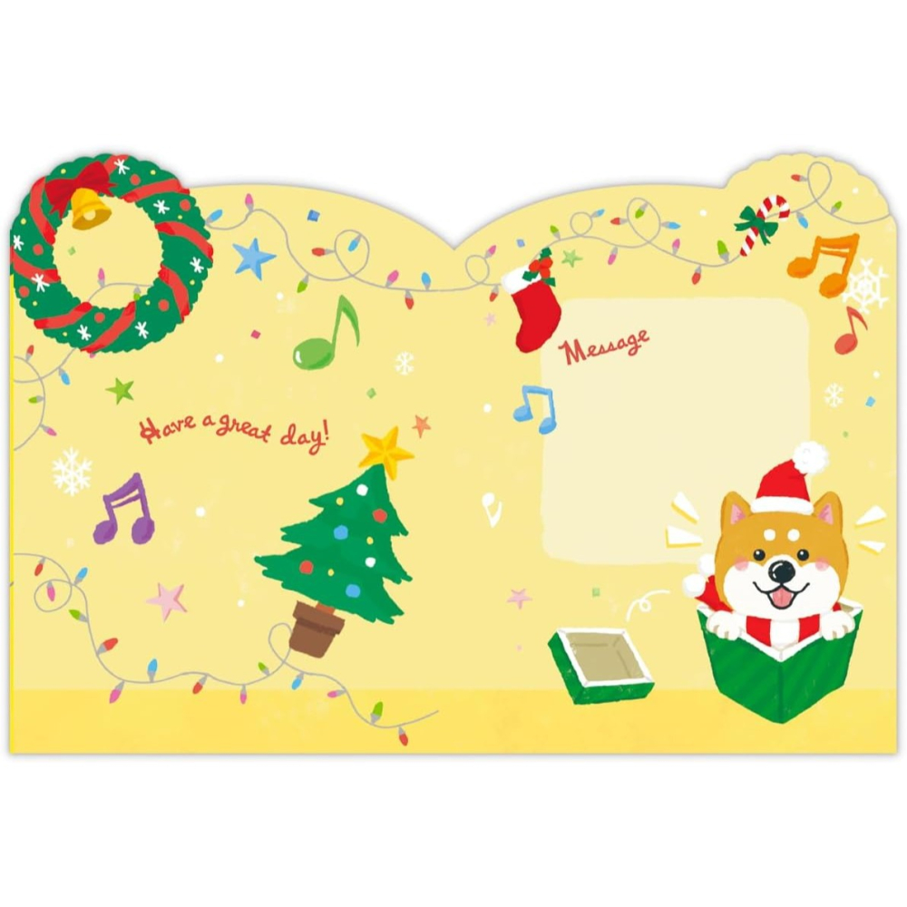⎪厭世文具⎪日本 Hallmark 柴犬聖誕慶祝音樂盒卡片-細節圖2