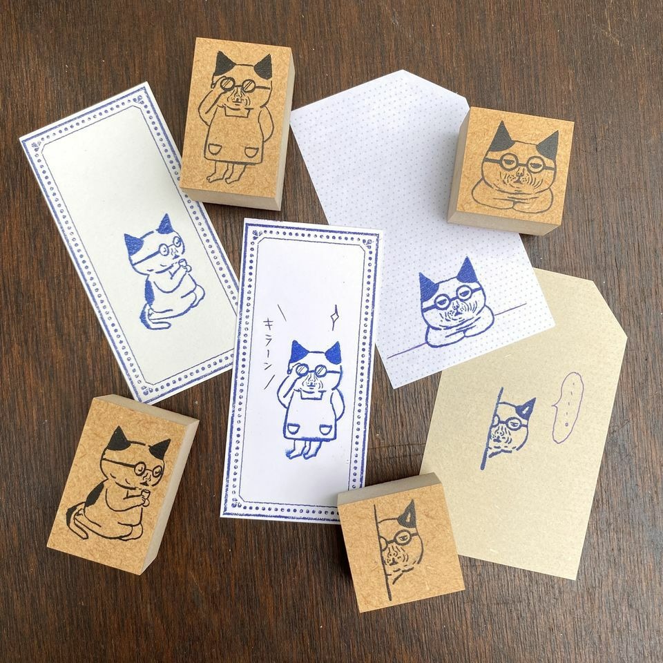 ⎪厭世文具⎪日本 手紙社 柴田啟子 聽故事的 戴眼鏡的貓 印章-細節圖3