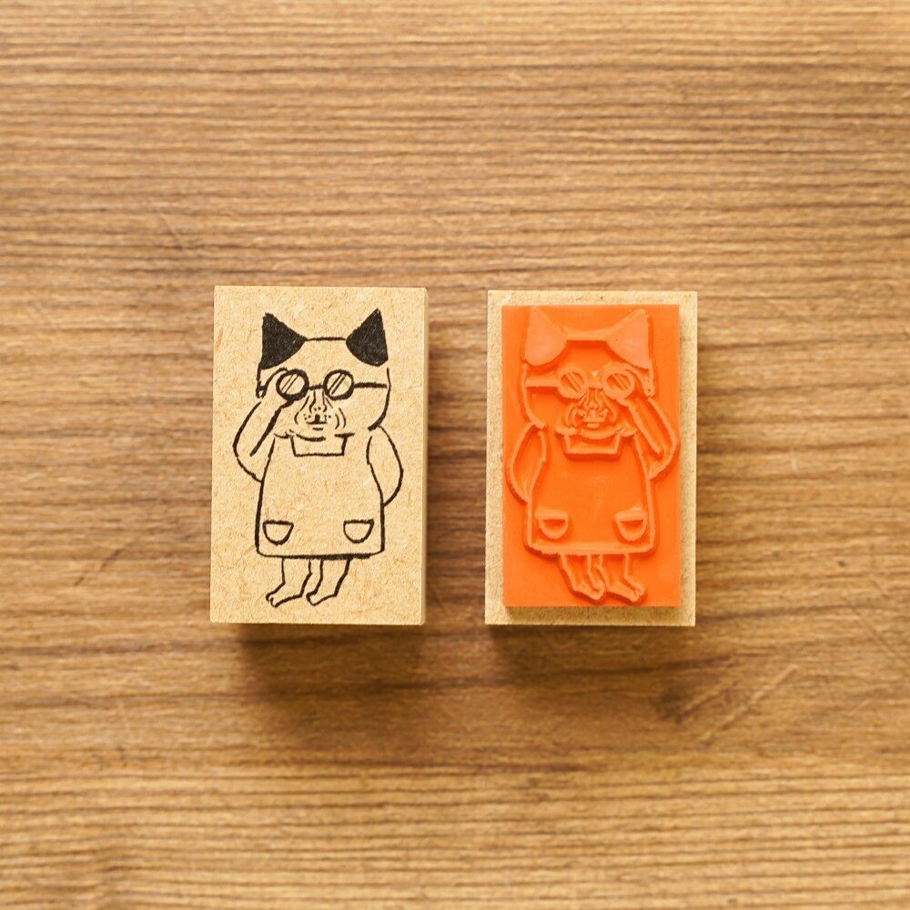 【 厭世文具 】日本 手紙社- 日本柴田啟子 聽故事的 戴眼鏡的貓 印章-細節圖5