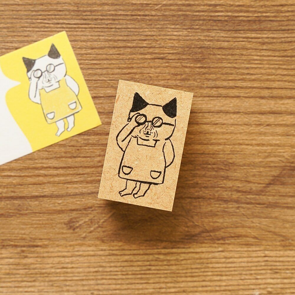 【 厭世文具 】日本 手紙社- 日本柴田啟子 聽故事的 戴眼鏡的貓 印章-細節圖6