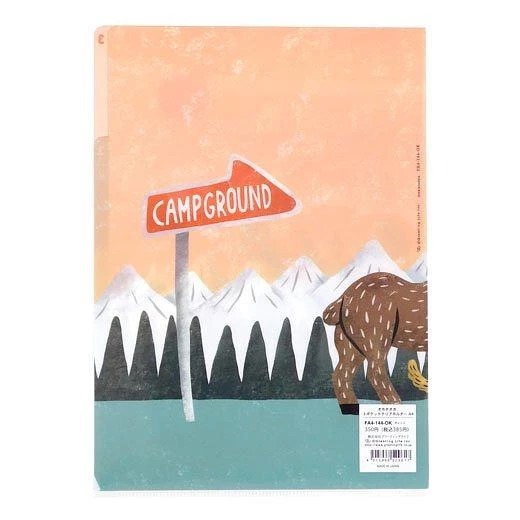 ⎪厭世文具⎪日本OKATAOKA 露營熊 三層資料夾 A4資料夾 文件夾 日本製 Greeting Li-細節圖2