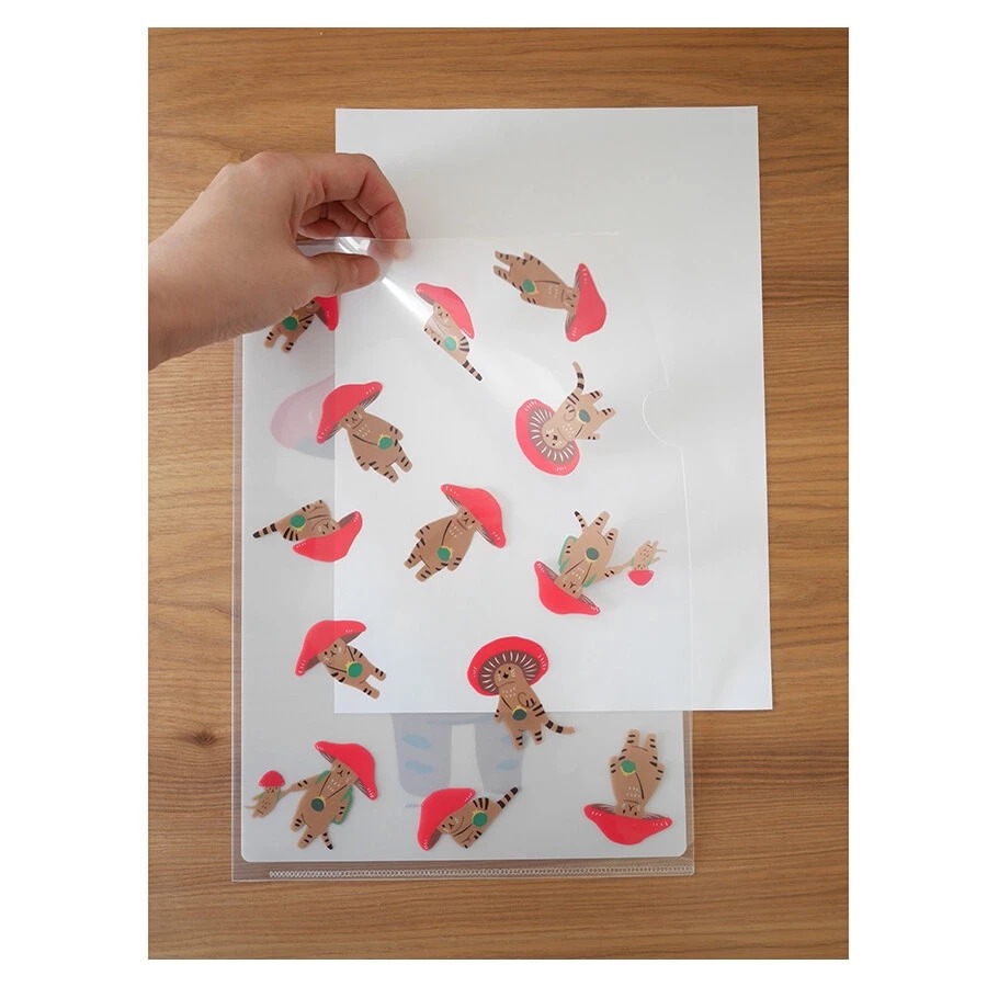 ⎪厭世文具⎪日本4legs 插畫家設計 蘑菇貓A4資料夾-細節圖2