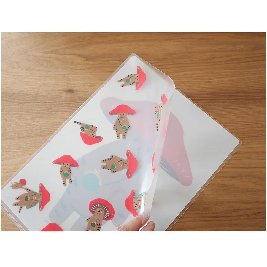 ⎪厭世文具⎪日本4legs 插畫家設計 蘑菇貓A4資料夾-細節圖3