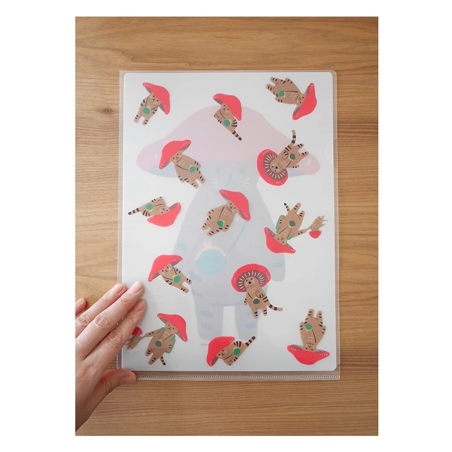 ⎪厭世文具⎪日本4legs 插畫家設計 蘑菇貓A4資料夾-細節圖5