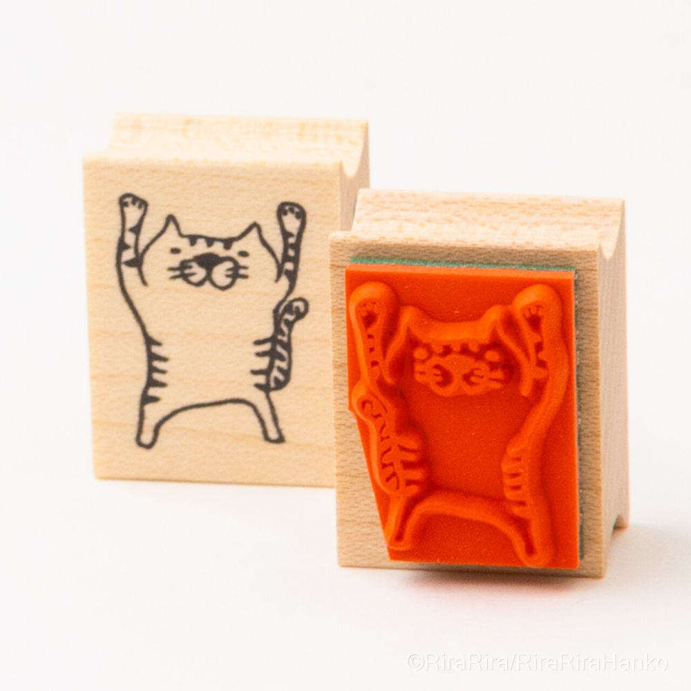 ⎪厭世文具⎪日本RiraRira 舉手貓小三郎 印章-細節圖2