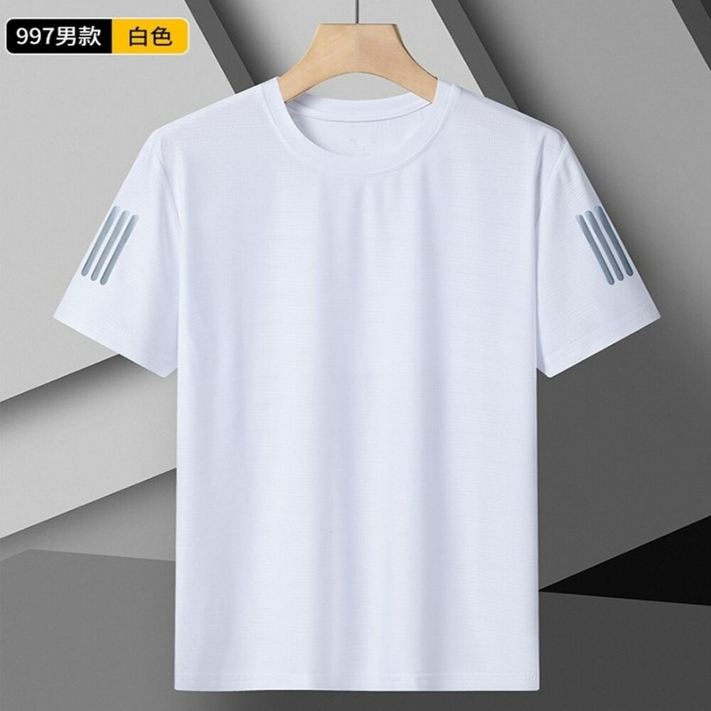 現貨【衣百購物】L-8XL男圓領短袖 素面短袖 涼感短袖 素T 透氣/清爽/好穿-細節圖2