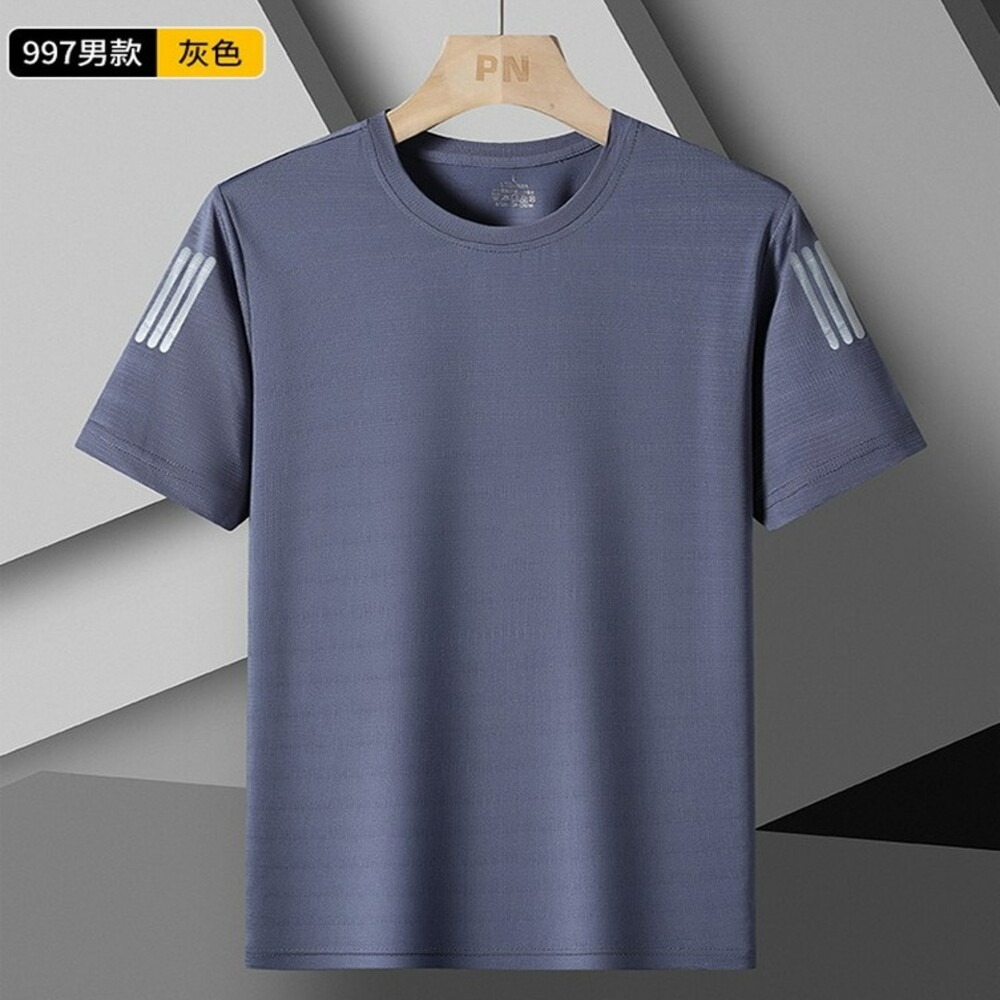 現貨【衣百購物】L-8XL男圓領短袖 素面短袖 涼感短袖 素T 透氣/清爽/好穿-細節圖4