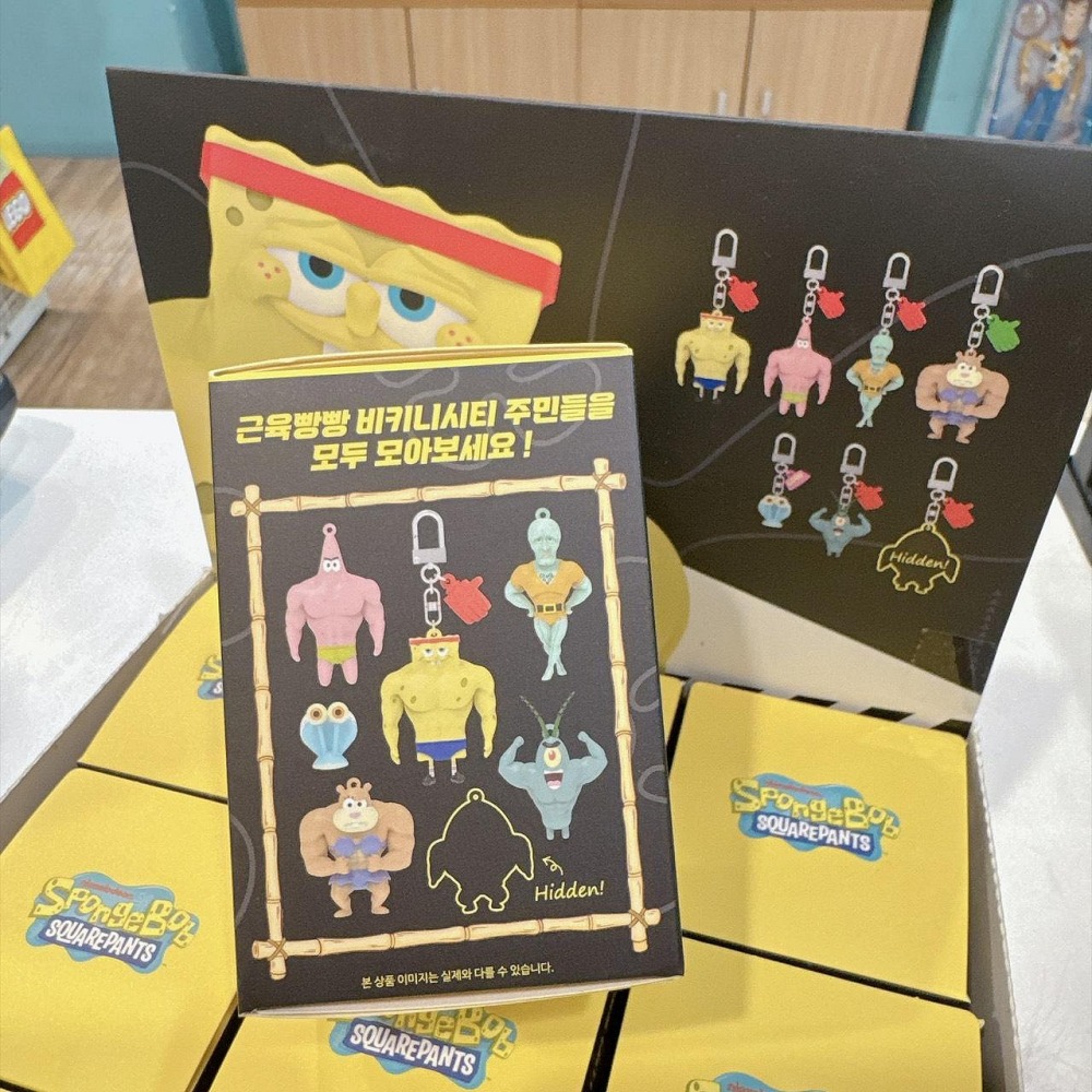 韓國 海綿寶寶 Gold＇s Gym 肌肉猛男系列吊飾盲盒 單售確認款 皮老闆 珊迪 隱藏肌肉魚-細節圖2