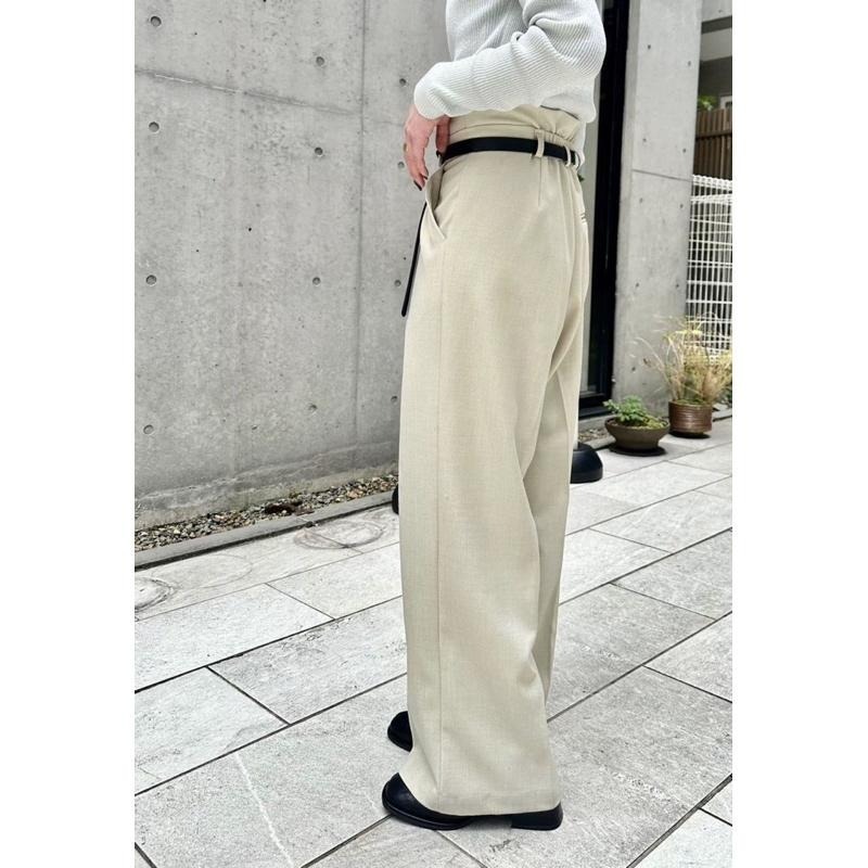 【現貨】孤品 日系選品💕推! 附皮帶 MYS日單 時髦高腰顯瘦抓摺休閒西裝褲 直筒褲-細節圖3