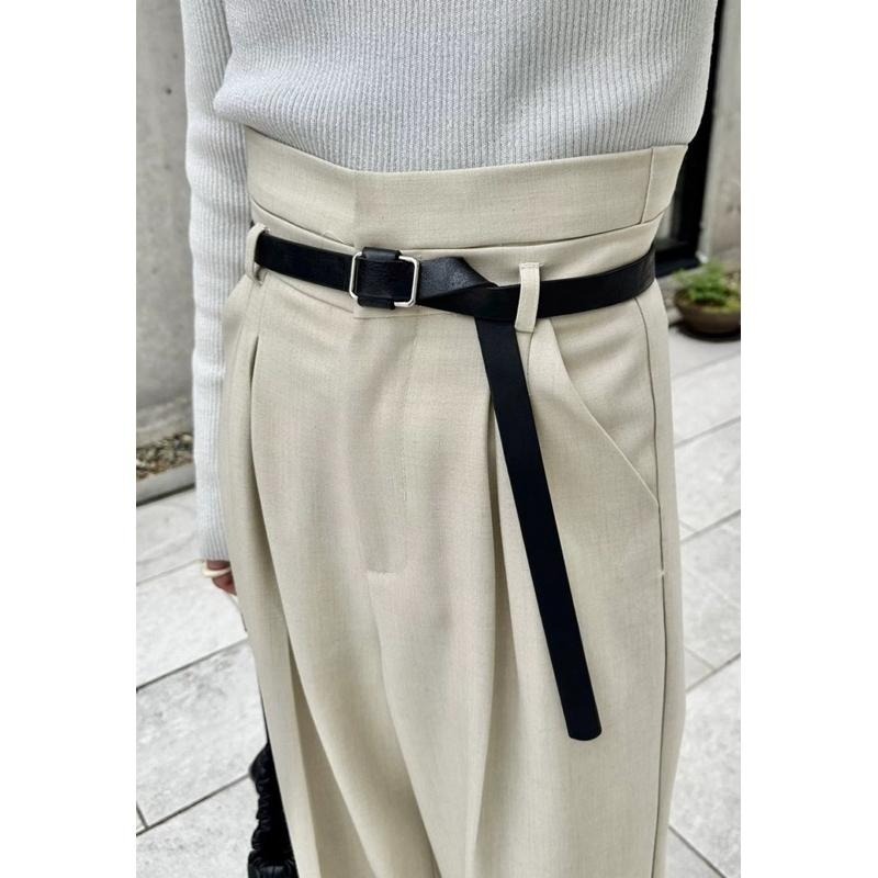 【現貨】孤品 日系選品💕推! 附皮帶 MYS日單 時髦高腰顯瘦抓摺休閒西裝褲 直筒褲-細節圖4